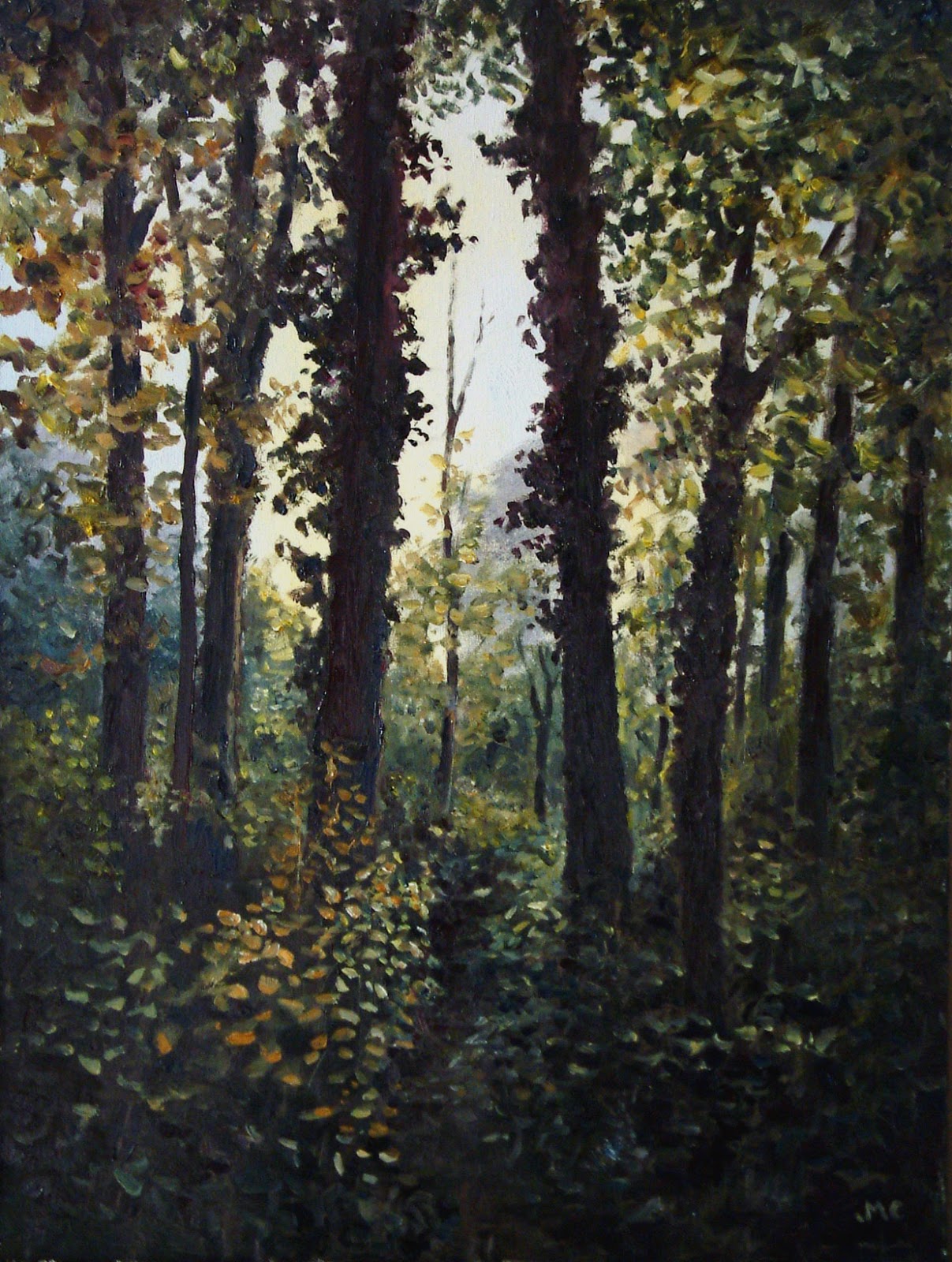 Carmarthen Artist Painting of Woodland Path