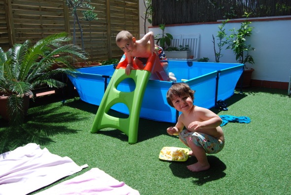 Morgan's Milieu | Home Exchange Membership Giveaway: Photo of two children in a paddling pool