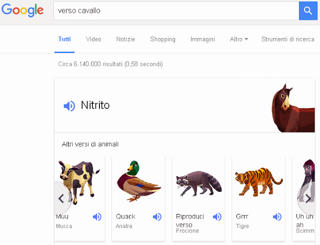 Easter Egg Google, cercare il verso di un animale