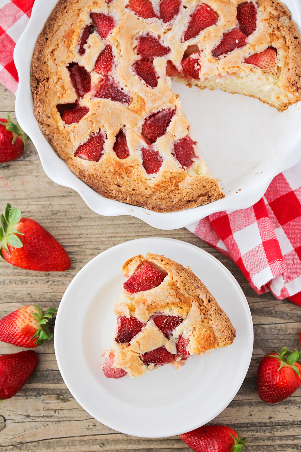 This tender and sweet strawberry summer cake is loaded with fresh strawberries, and so quick and easy to make!