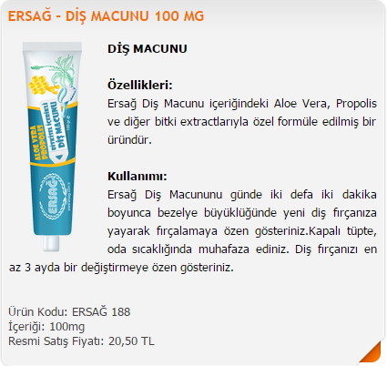 Ersag Dis Macunlari Ersag Guncel Fiyat Listesi Ersag Guncel Katalog