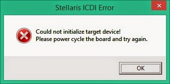 Could not initialize target device! Please power cycle the board and try again