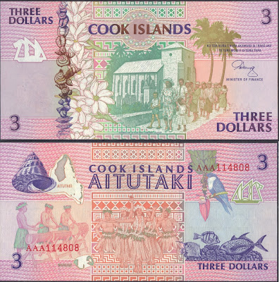 Isole Cook 3 Dollars 1992 P# 7a