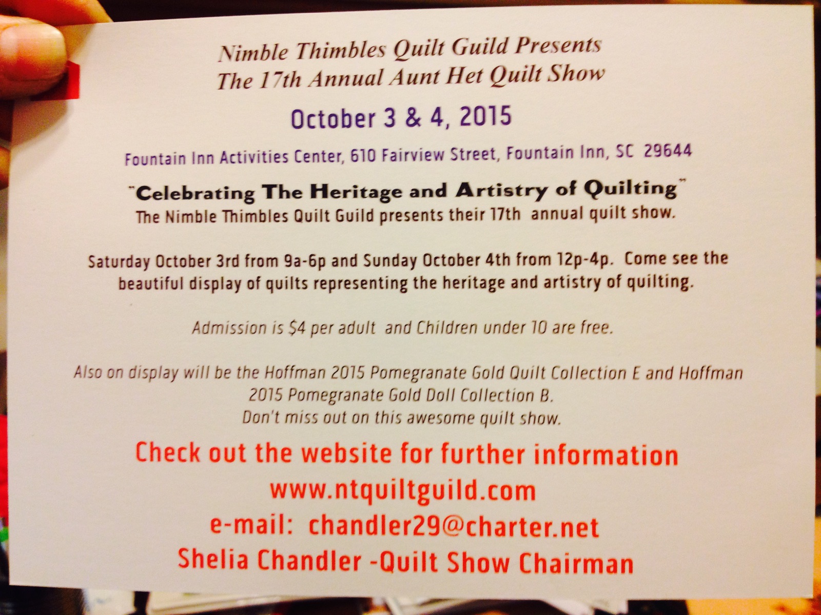 Quilting In South Carolina Aunt Het Quilt Show