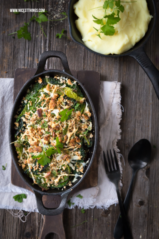 Wirsing Auflauf Rezept vegetarisch mit Pekannuessen und Ziegenkaese #wirsing #auflauf #vegetarisch