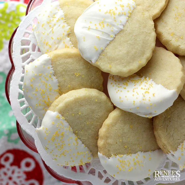 Lemon Shortbread Cookies on a platter