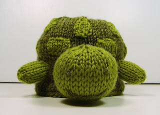 hand knit toy reversible frog turtle