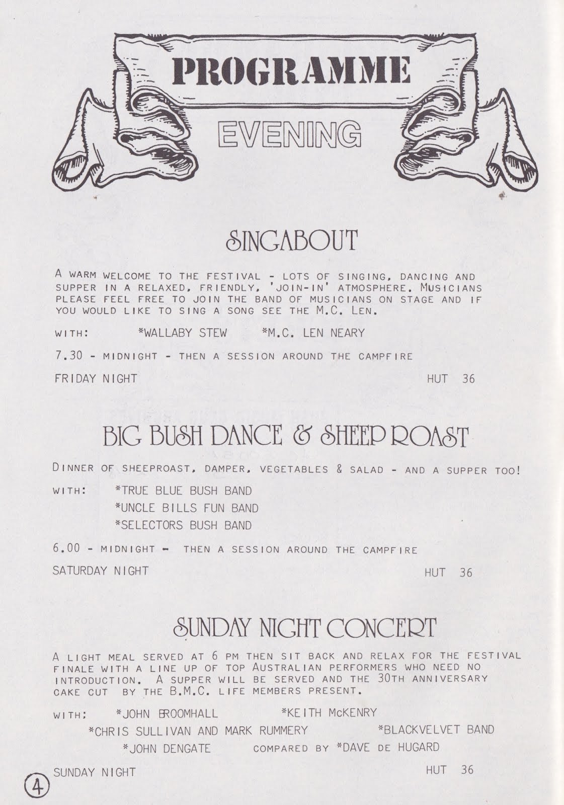 The Bush Music Club: From the 1984 Music Festival program, posters & other ephemera