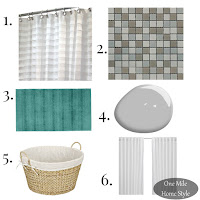 Grey Master Bathroom Budget Makeover Mood Board - One Mile Home Style