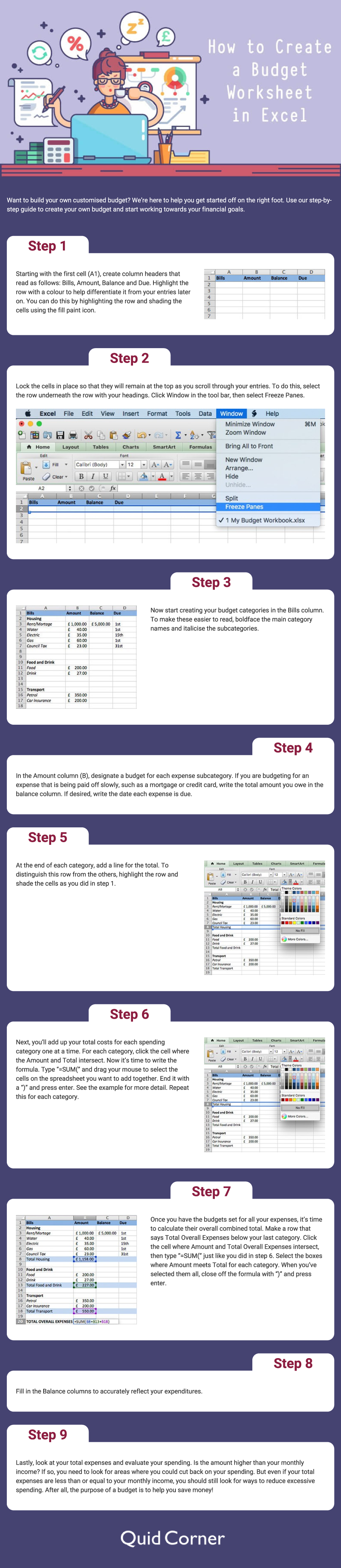How to Create a Budget Worksheet in Excel - #infographic