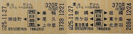 JR東日本　東京メトロ千代田線　連絡乗車券　金町駅