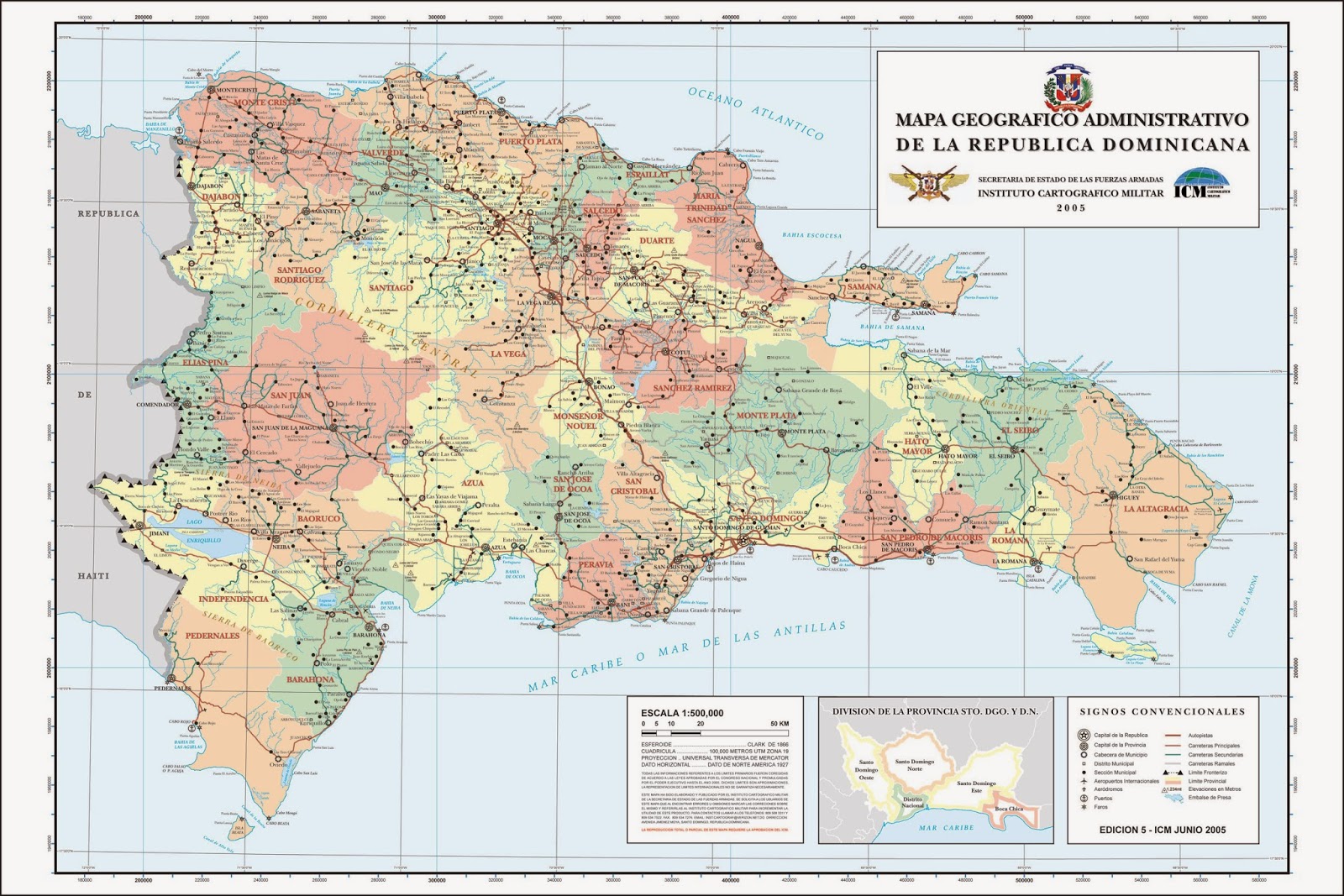 Mapa Rd Limites Republica Dominicana Mapa Politico, Mapa Mural De La Republica ...