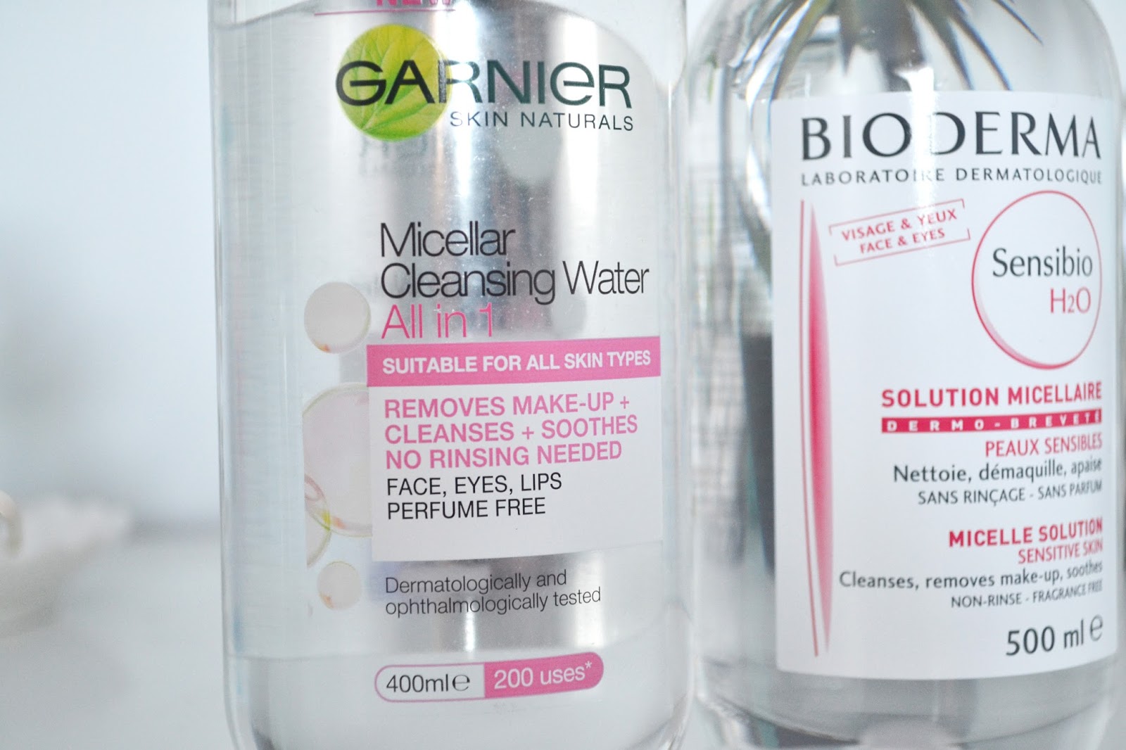 rêveriebelle beauty blog Bioderma Sensibio H2O vs. Garnier Micellar