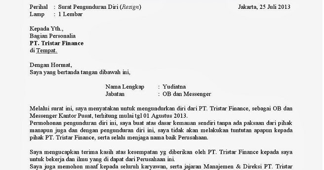 Contoh Surat Pengunduran Diri Yang Baik Dan Benar Contohsurat Co Contoh Surat Pengunduran Diri Yang Baik Dan Benar Contohsurat Co