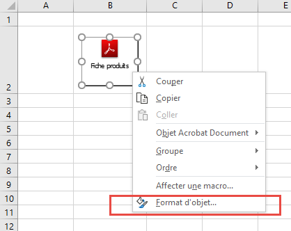 Format Objet Excel