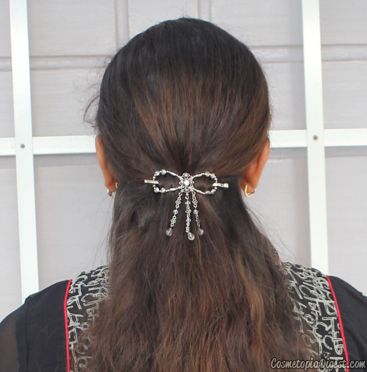 multipurpose clip/pin/elastic 5.5" Jumbo Silk Tea Rose Hair Clip with Sequins 