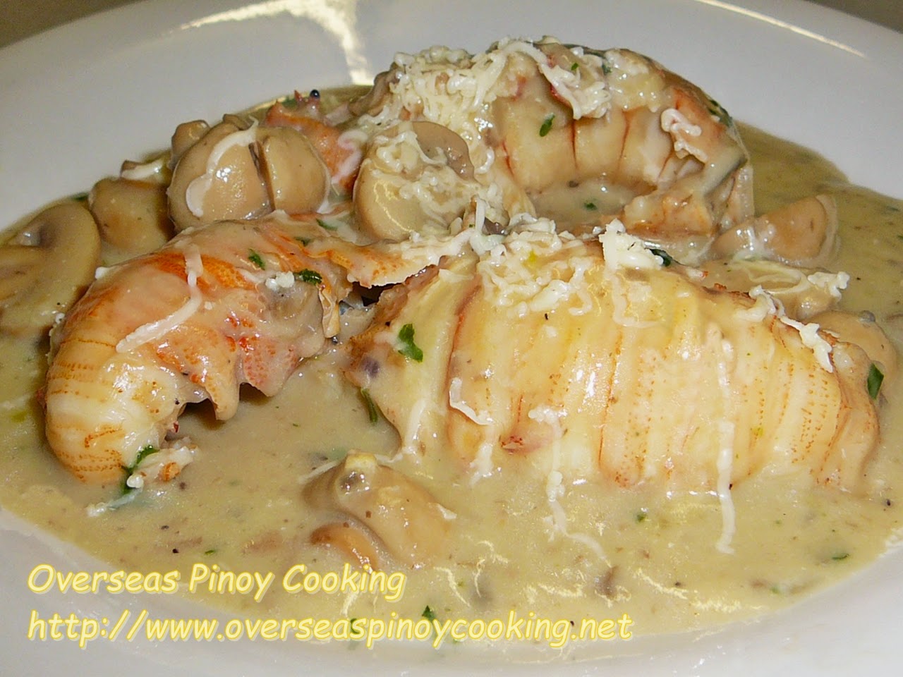 Slipper Lobster with Cheesy Mushroom Sauce