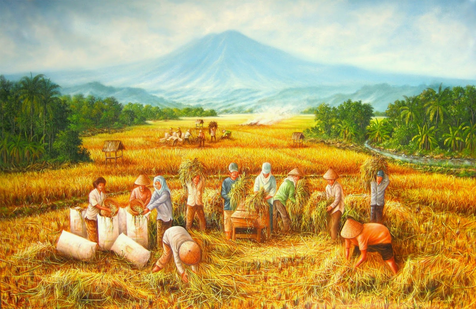 Dunia Lukisan JAVADESINDO Art Gallery: >> LUKISAN PANEN PADI DENGAN