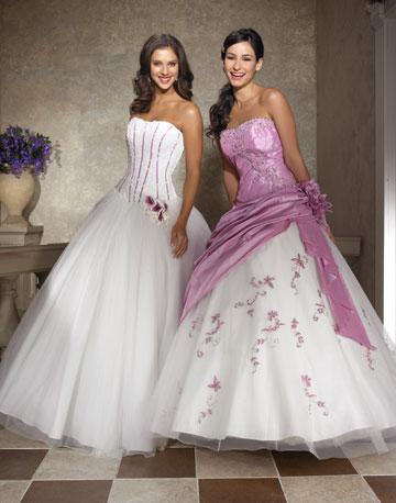 There are other white and purple bridal gowns as well