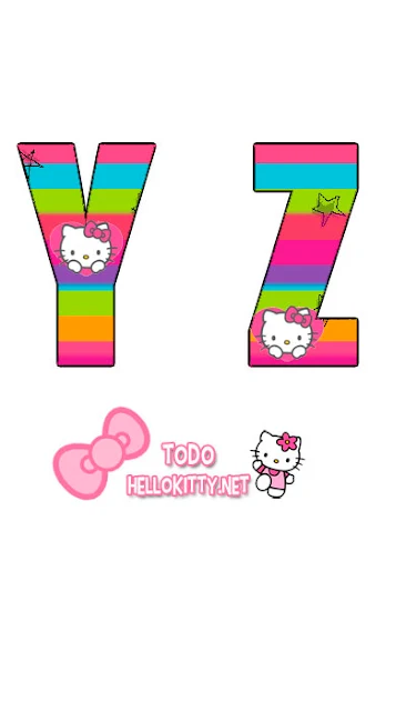 Abecedario Arco Iris de Hello Kitty. Rainbow Hello Kitty Alphabet.
