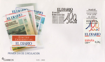 Sobre PDC del sello del 2003 dedicado al diario centenario de Diario Montañés