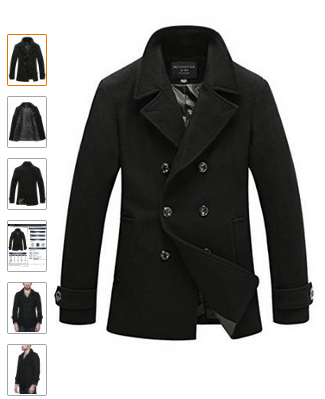 Pea Coat Men: Match Men's Wool Blend Buttoned Top Coat