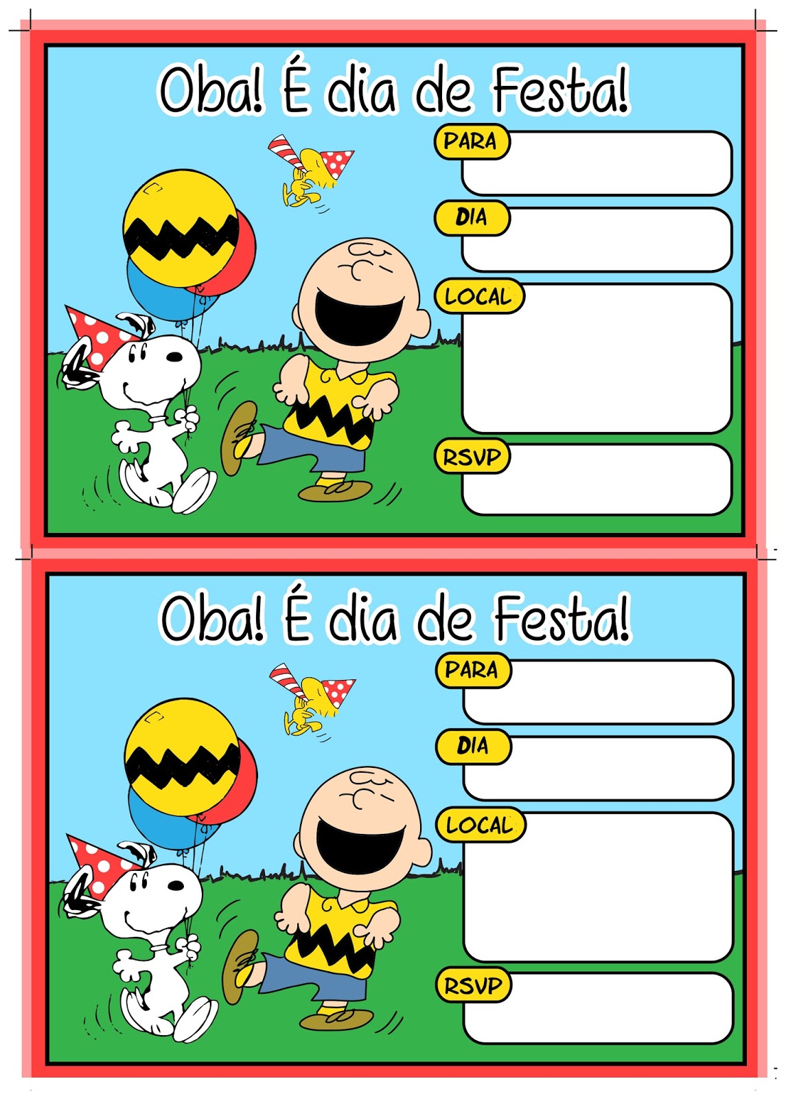 Artes e Habilidades Festas: Kit Festa Snoopy