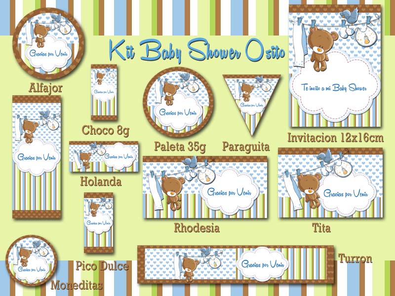 Kit Imprimible Tarjeplast Kit Baby Shower "Osito"