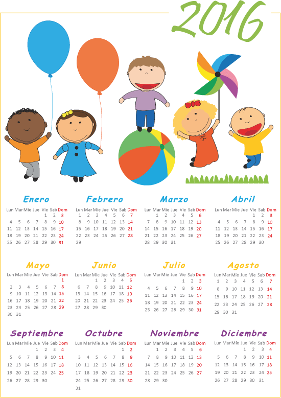 2016 Calendario de Niños