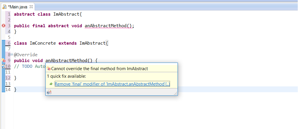 Can you make an abstract class/method final in Java? | Java67