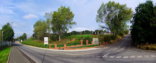 Panoramic photo showing the south east entrance to the park bounded by Whitehouse Road and South Benwell Road