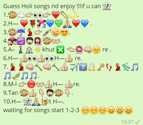 Guess Holi songs whatsapp Quiz