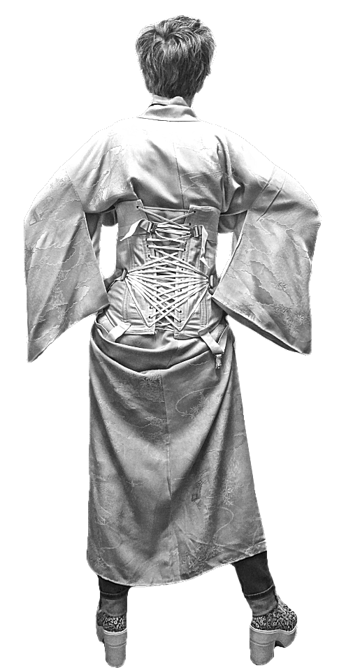 Mel Kobayashi, Bag and a Beret, kimono and corset