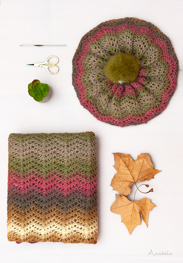Light Chevron stitch free pattern scarf and hat, Anabelia Craft Design Light Chevron stitch free pattern scarf and hat, Anabelia Craft Design