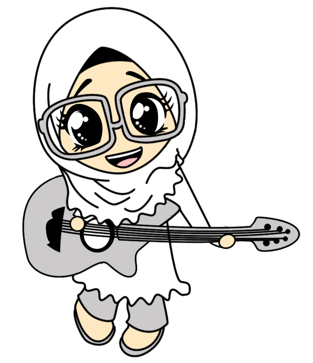 Fizgraphic Freebies Doodle Muslimah Comel Bermain Gitar 