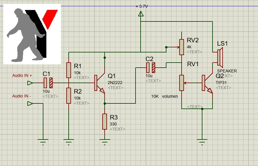 Radio casera con amplificador de audio a transistores con dos etapas