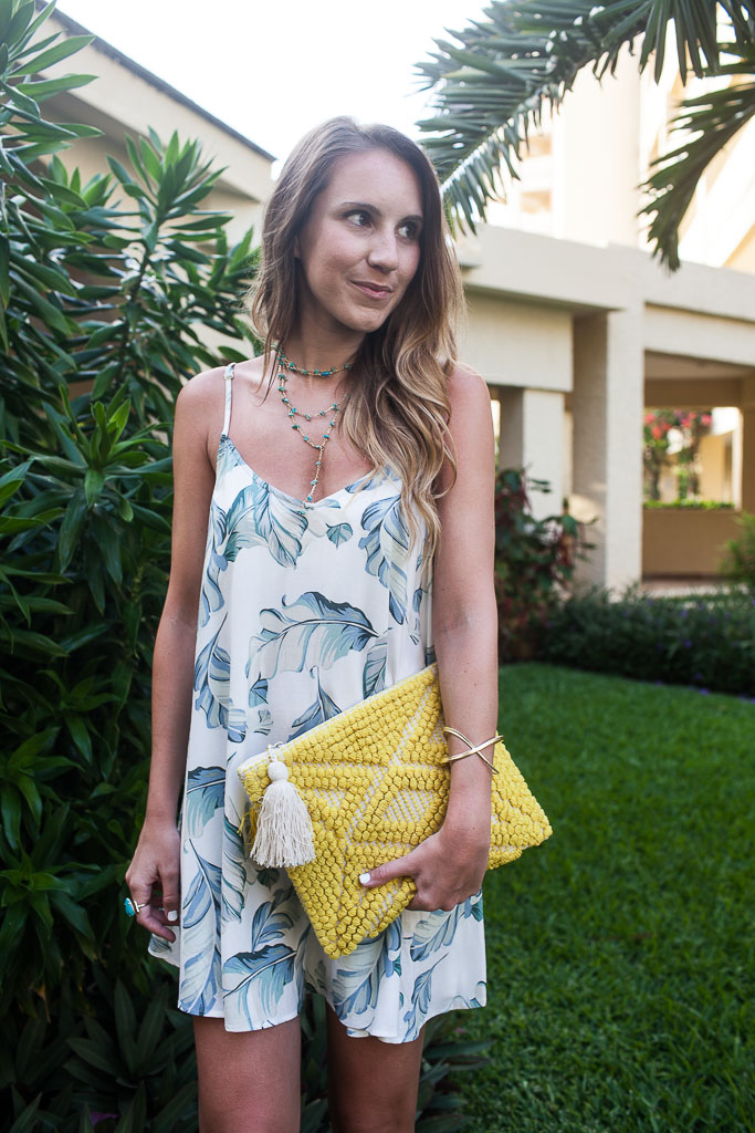 A palm print slip dress for summer