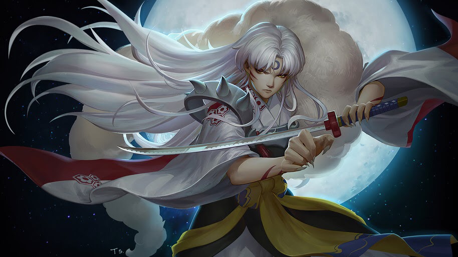 Sesshomaru, Katana, Moon, 4K, #6.2336