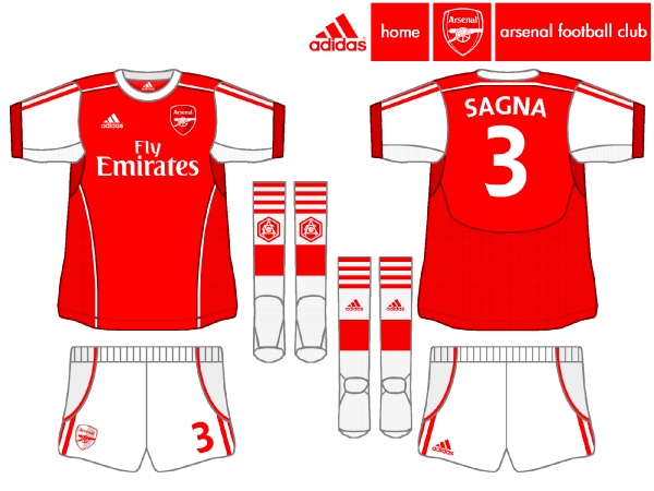 Home Kit Adidas Arsenal 2012/2013 - Kit Fantasy -