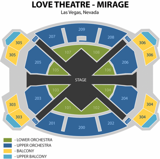 Mirage Love Theater Seating Chart