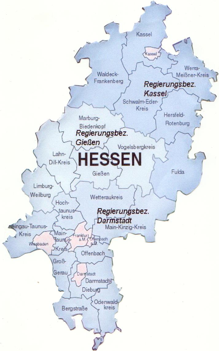 hessen karta Februar 2012 | Landkarte Deutschland Regionen Politische hessen karta