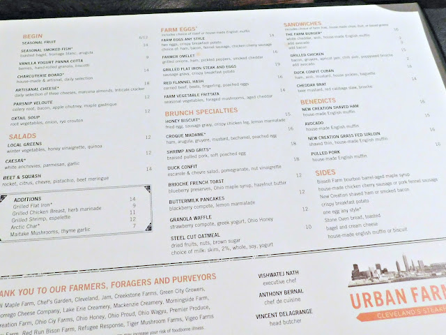 Urban Farmer's Sunday brunch menu