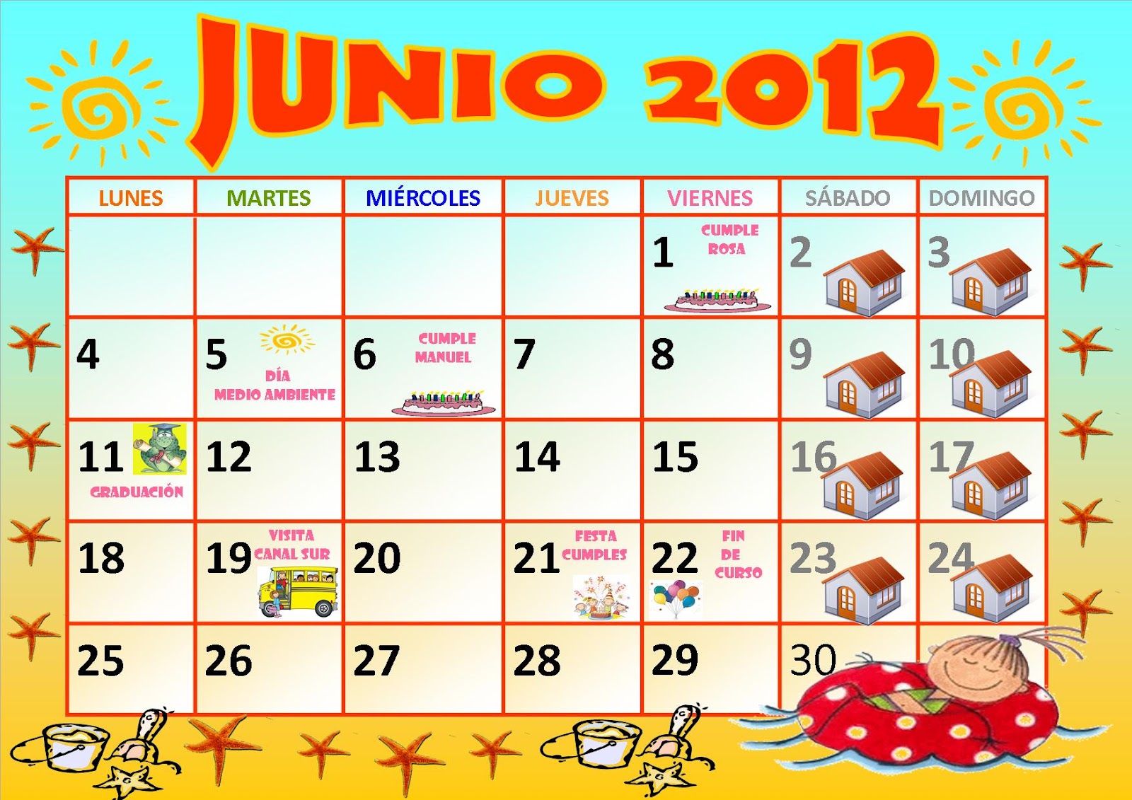 Los solecitos de Adela Calendario JUNIO Los solecitos de Adela Calendario JUNIO