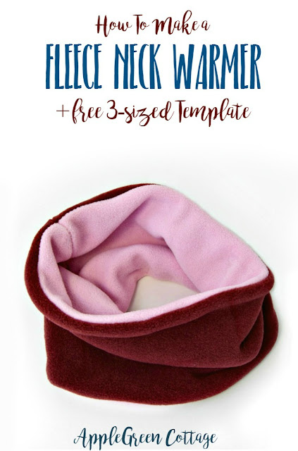 Fleece neck warmer tutorial: this easy beginner sewing tutorial will teach you how to make a warm and cozy reversible fleece neck warmer. And here's a free 3-sized template for you to avoid guessing and to make this cowl scarf a quick and easy-sew.