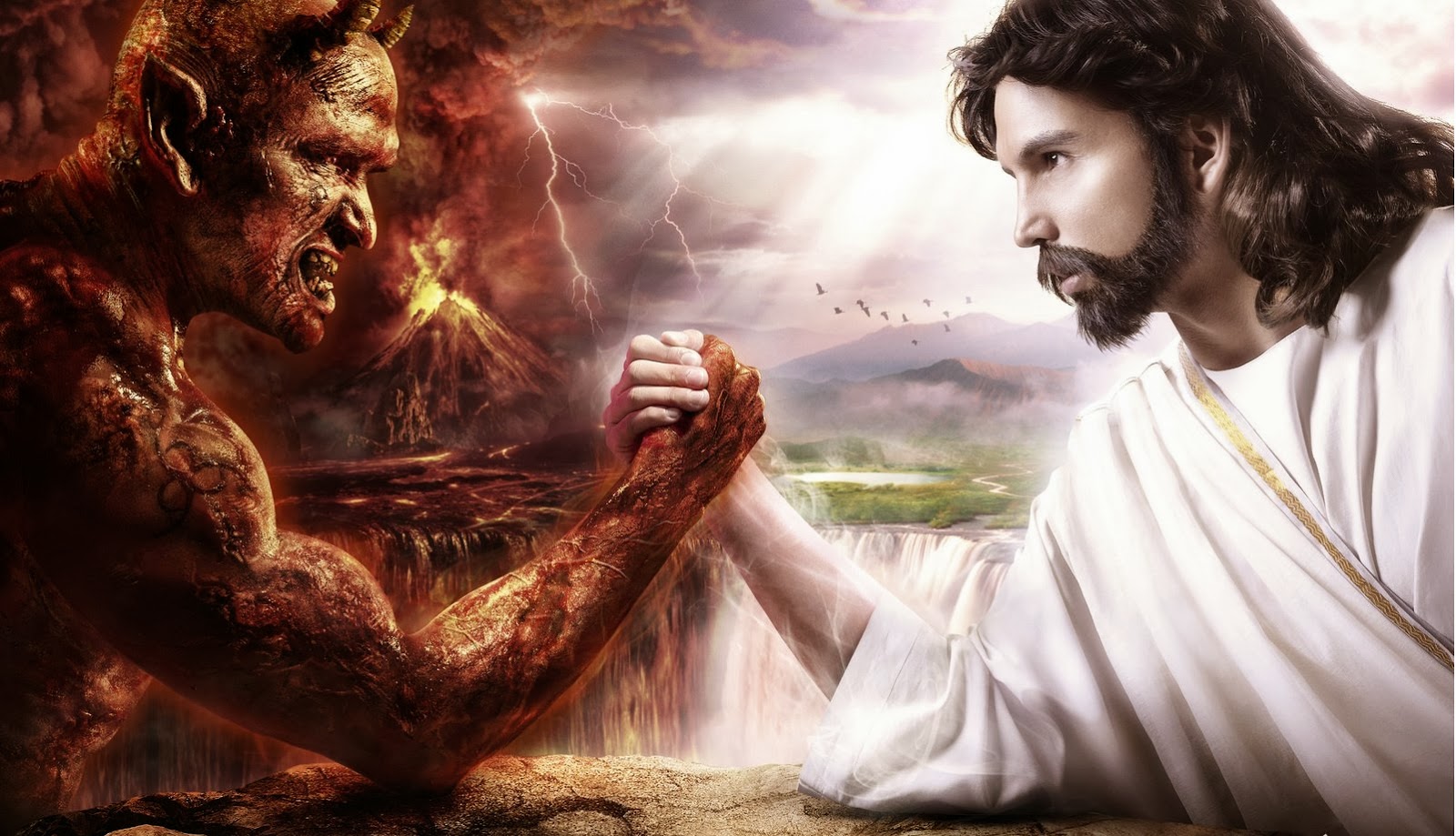 Сильнейшие люди бога. Бог против сатаны. Бог и дьявол. Иисус против дьявола. Борьба добра и зла.