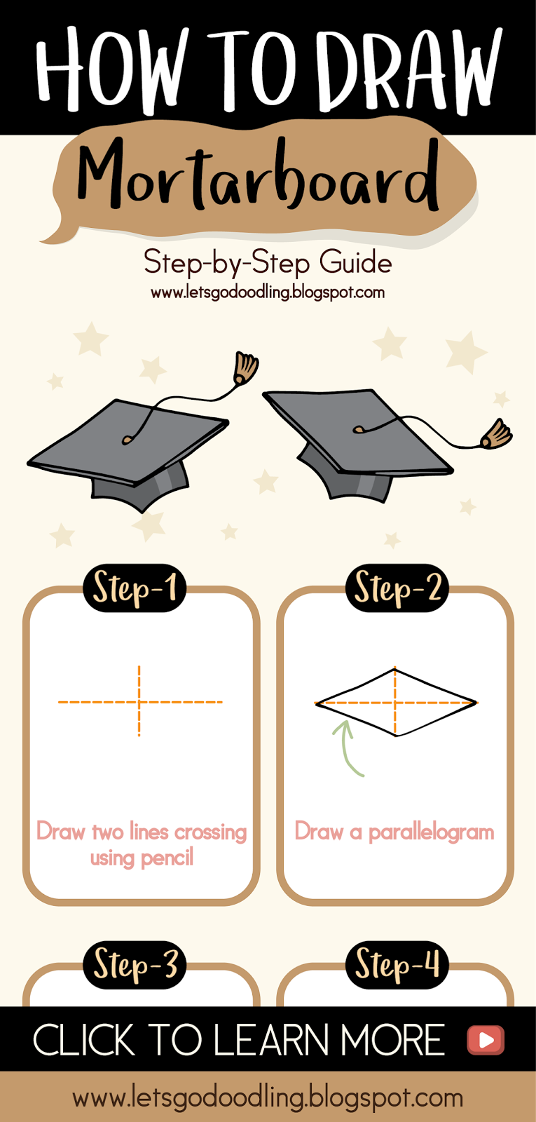 How To Draw Mortarboard Easy Step By Step Drawing Tutorial