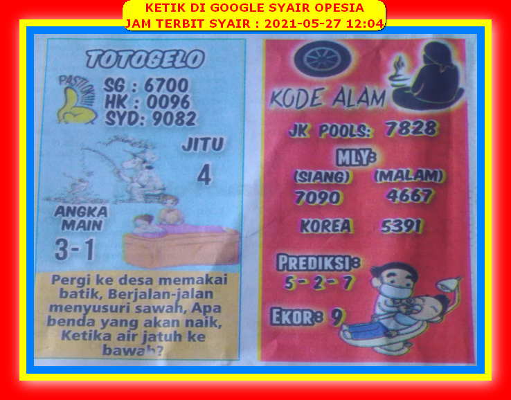 Syair Sdy Hari Ini Kamis 27 Mei 2021 Opesia Official