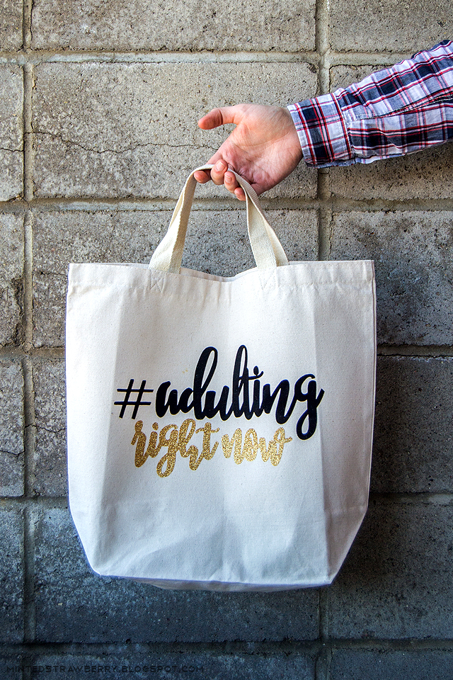 DIY: #Adulting Canvas Bag - Minted Strawberry