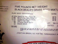 Inspection label on bag of Jonathan Green Black Beauty grass seed