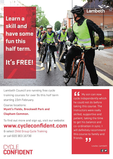 Half term young peoples cycle training flyer on lambethcyclists.org.uk